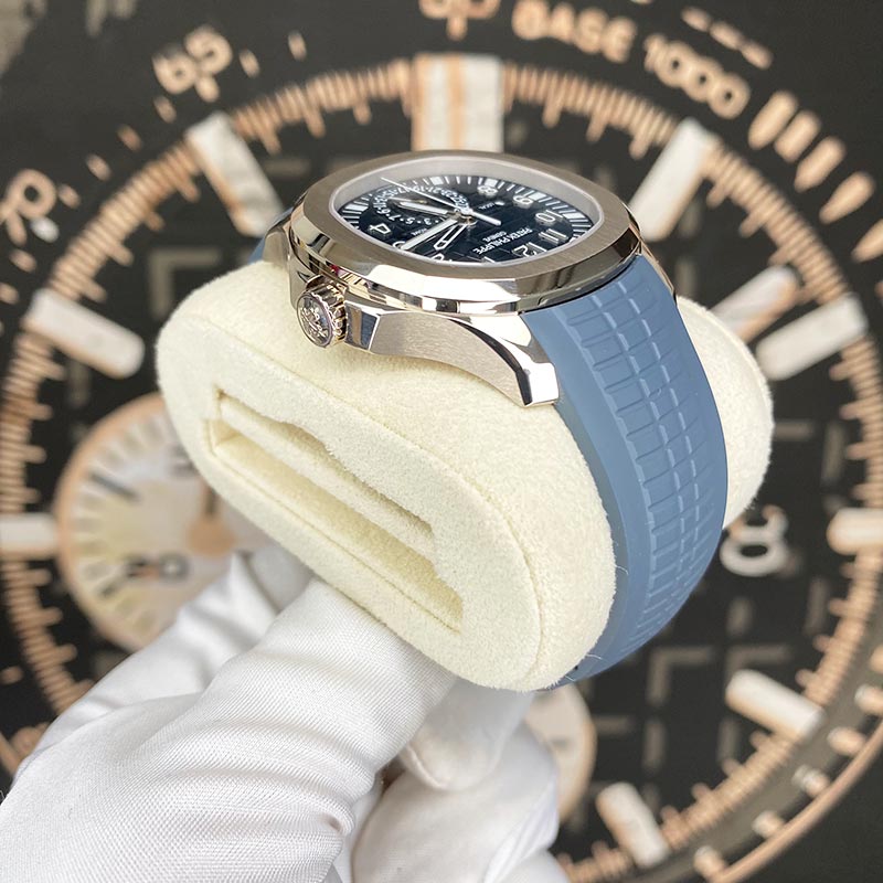 Patek Philippe Aquanaut White Gold Travel Time Baby Blue Dial 5164G-001