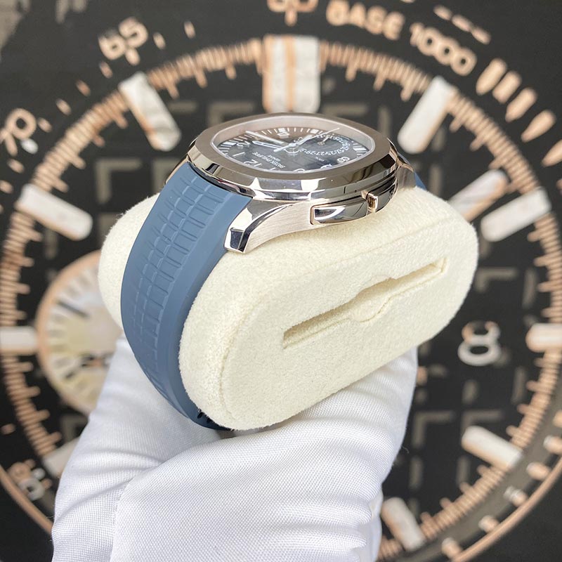 Patek Philippe Aquanaut White Gold Travel Time Baby Blue Dial 5164G-001