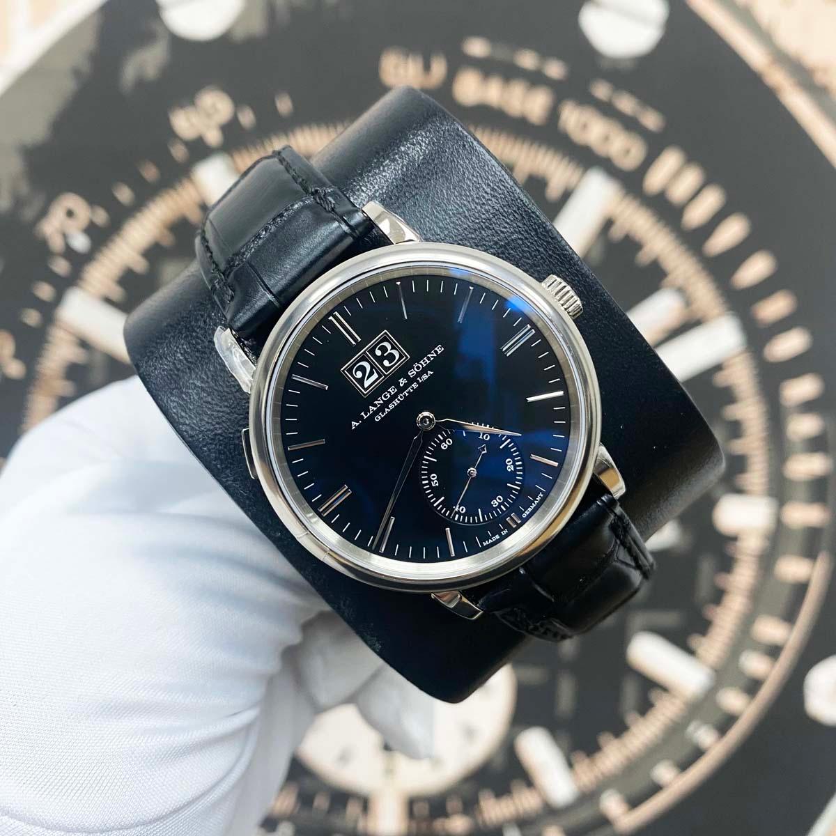 A. Lange & Sohne Saxonia 18kt White Gold Big Date Automatic Black Dial 381.029 - Gotham Trading
