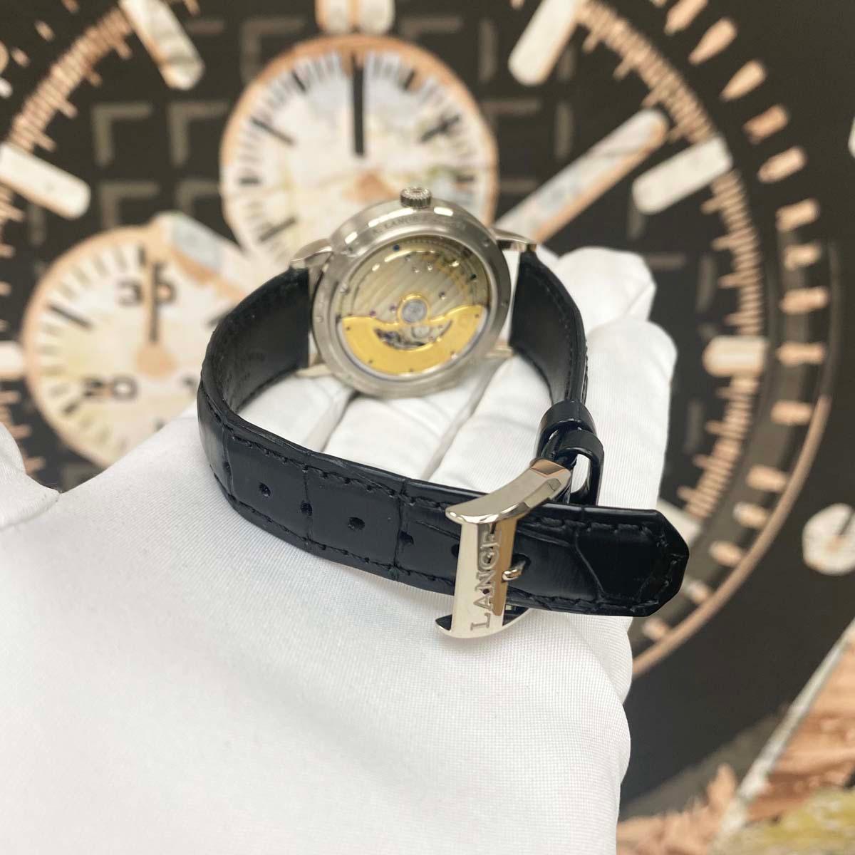 A. Lange & Sohne Saxonia 18kt White Gold Big Date Automatic Black Dial 381.029 - Gotham Trading