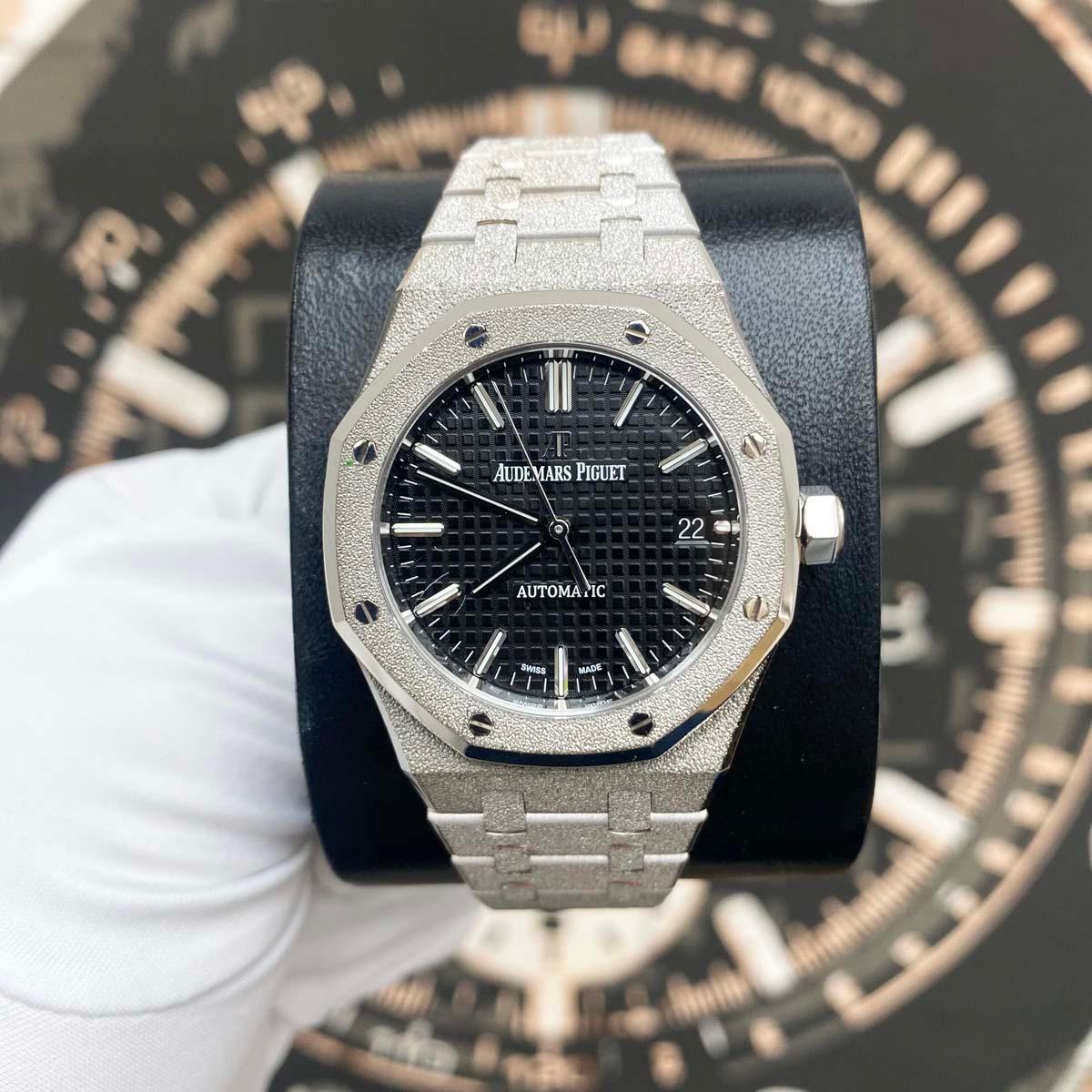 Audemars Piguet Royal Oak Frosted 37mm 15454BC.GG.1259BC.03 Black Dial Pre-Owned - Gotham Trading