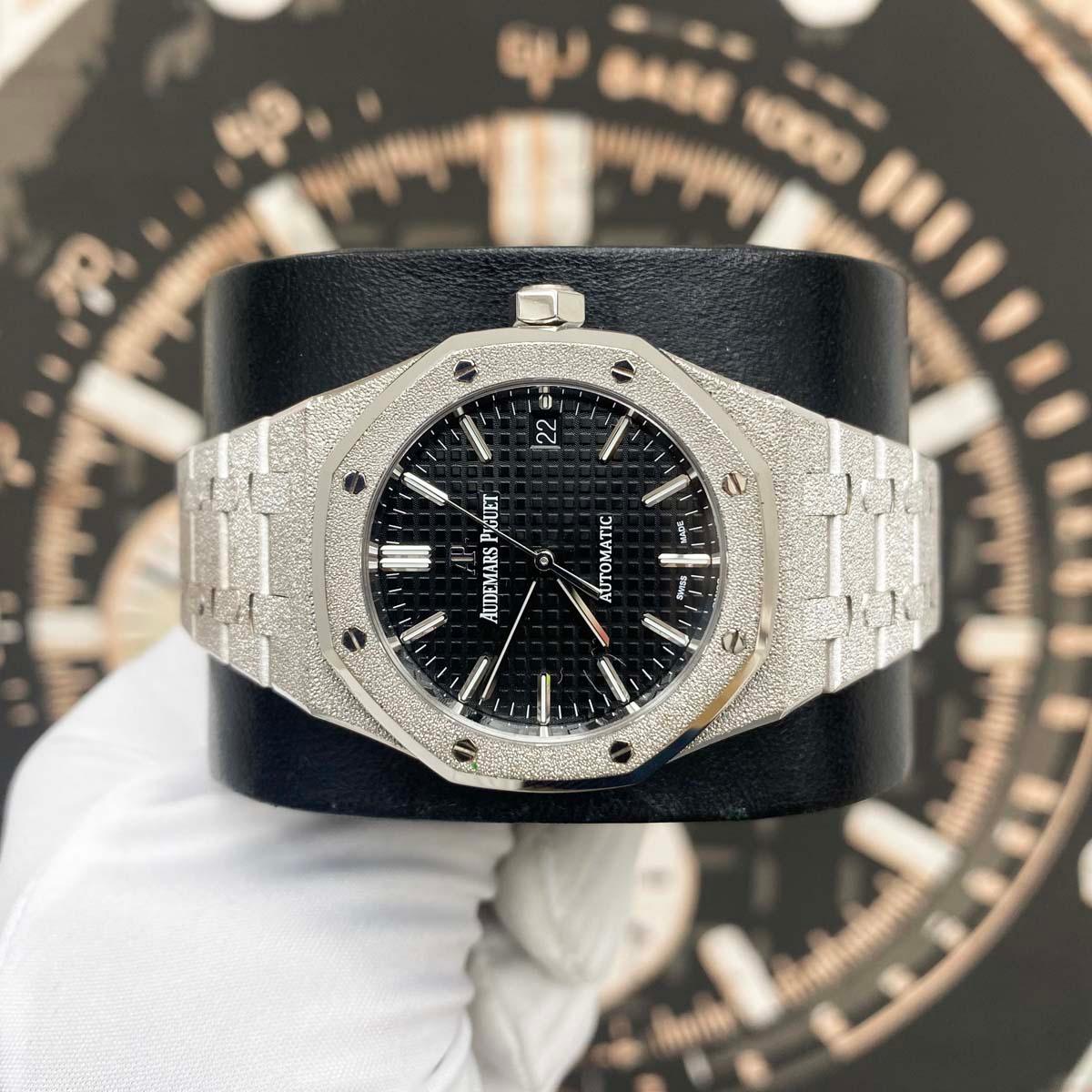 Audemars Piguet Royal Oak Frosted 37mm 15454BC.GG.1259BC.03 Black Dial Pre-Owned - Gotham Trading