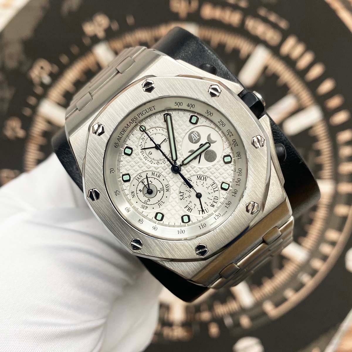 Audemars Piguet Royal Oak Offshore Perpetual Calendar Chronograph 25854TI.OO.1150TI.01 Titanium White Dial Pre-Owned - Gotham Trading