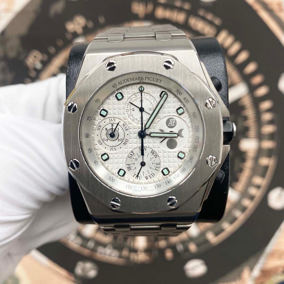 Audemars Piguet Royal Oak Offshore Perpetual Calendar Chronograph 25854TI.OO.1150TI.01 Titanium White Dial Pre-Owned - Gotham Trading
