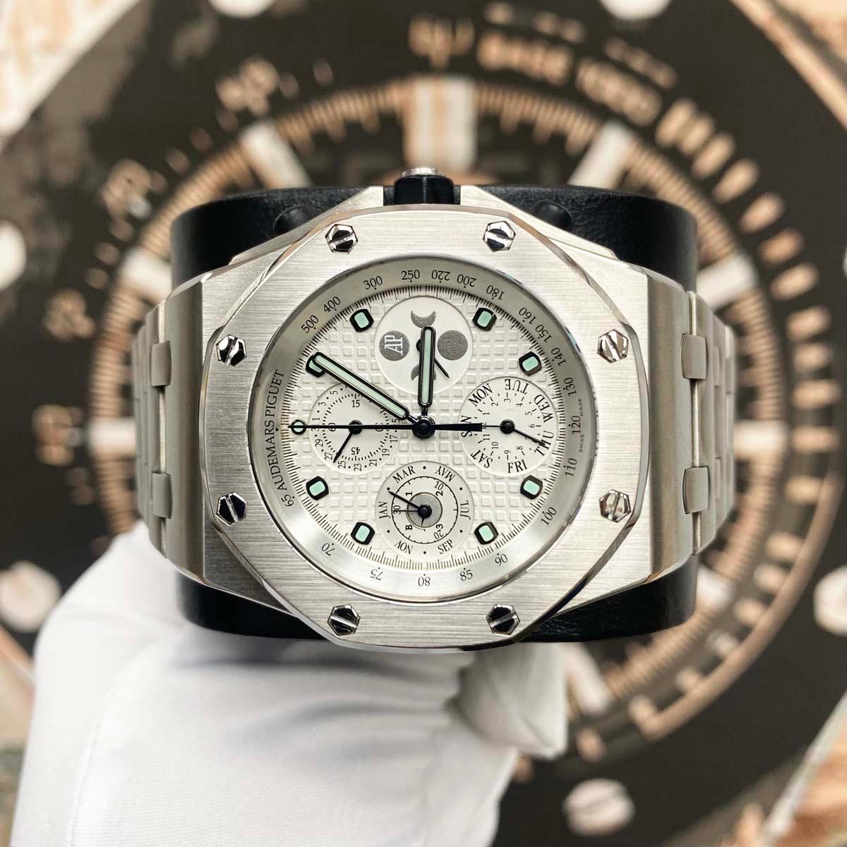 Audemars Piguet Royal Oak Offshore Perpetual Calendar Chronograph 25854TI.OO.1150TI.01 Titanium White Dial Pre-Owned - Gotham Trading