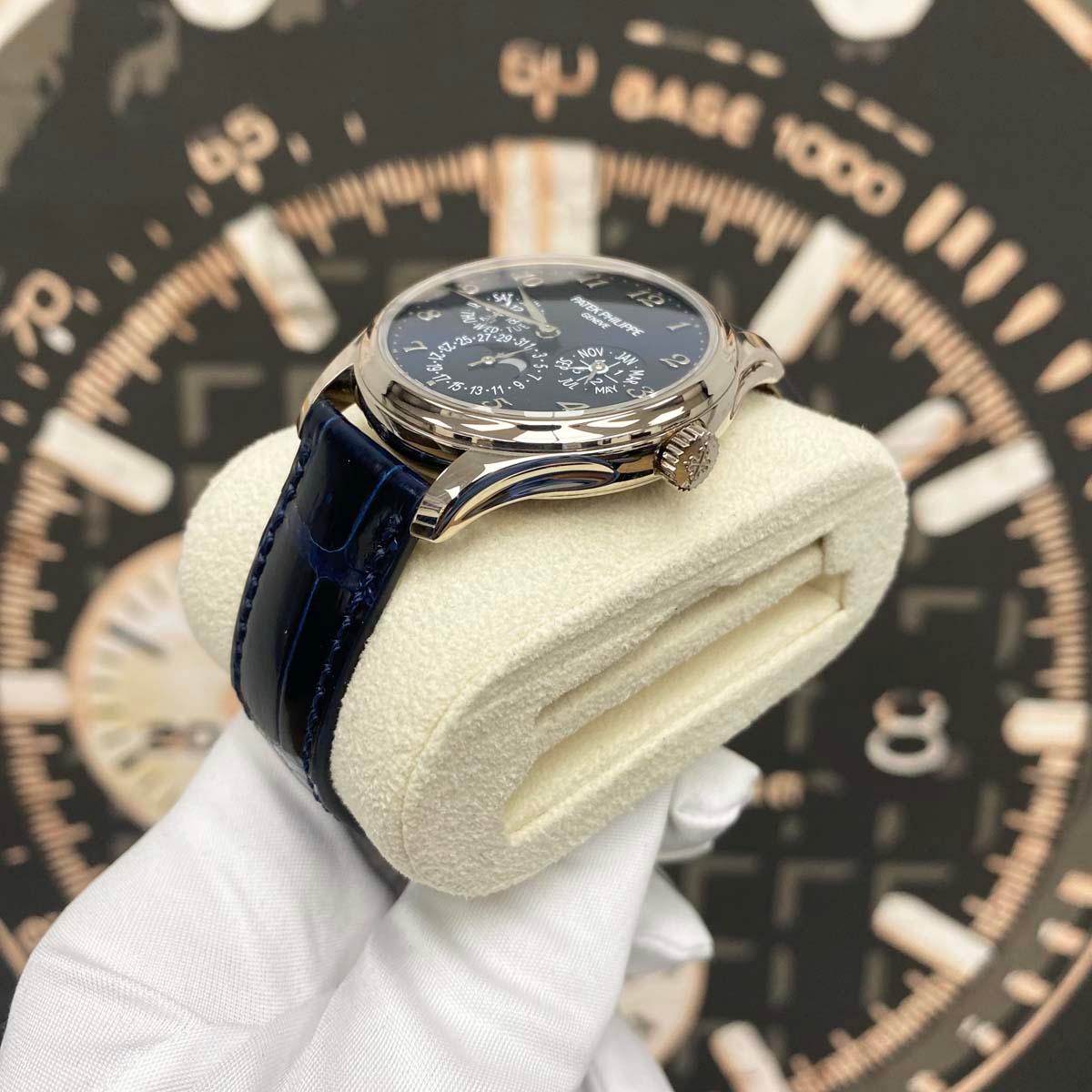 Patek Philippe Extra-Thin Grand Complications Perpetual Calendar Moon Phase 39mm 5327G Blue Dial Pre-Owned - Gotham Trading