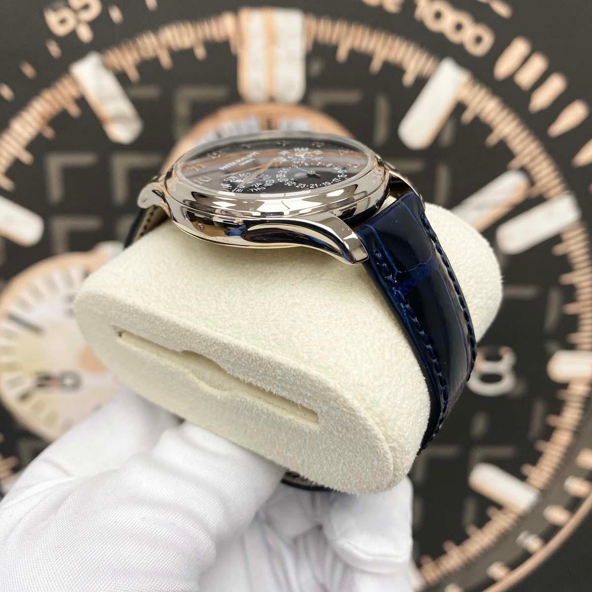 Patek Philippe Extra-Thin Grand Complications Perpetual Calendar Moon Phase 39mm 5327G Blue Dial Pre-Owned - Gotham Trading