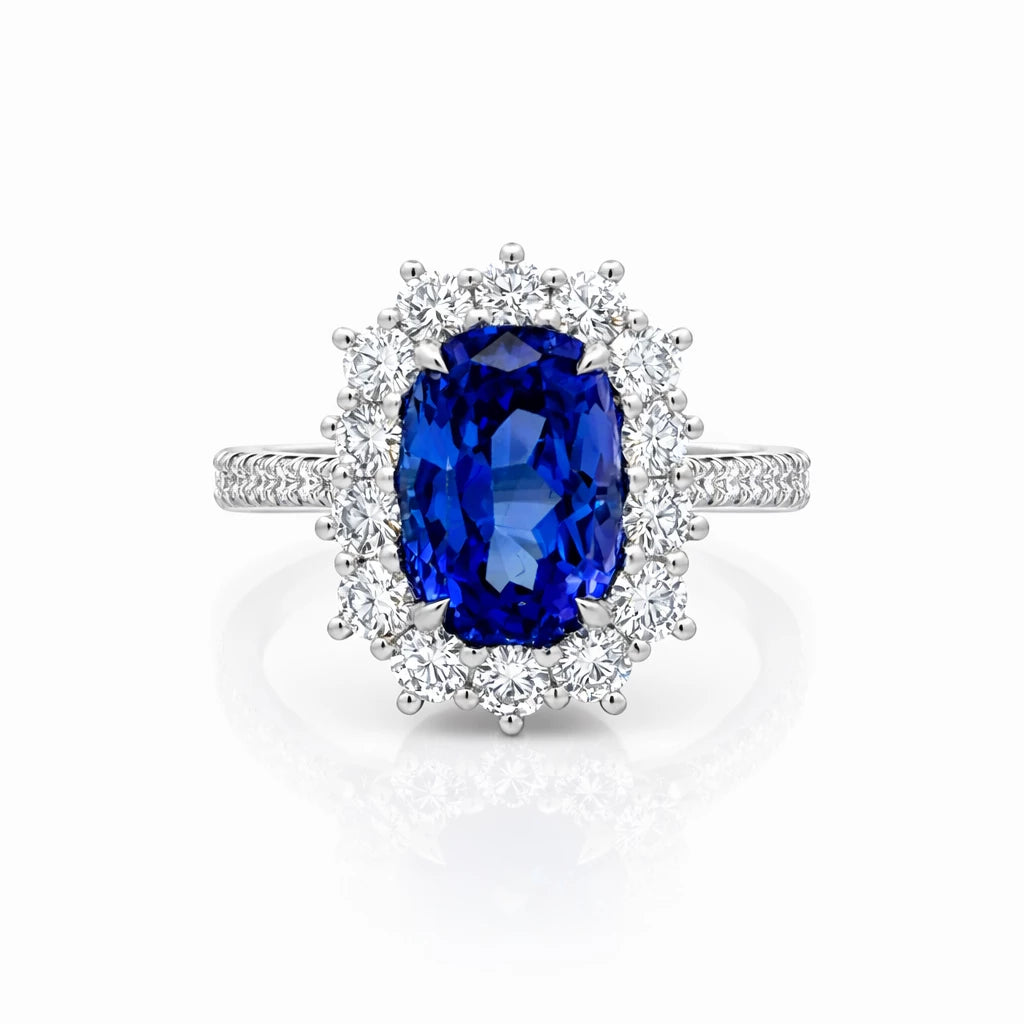 Platinum 3.8CT Tanzanite 1.78CT Natural Diamond Ring