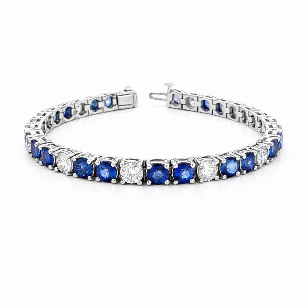 14k White Gold 5.5cttw Natural Diamond 12.6cttw Saphire 19.4g