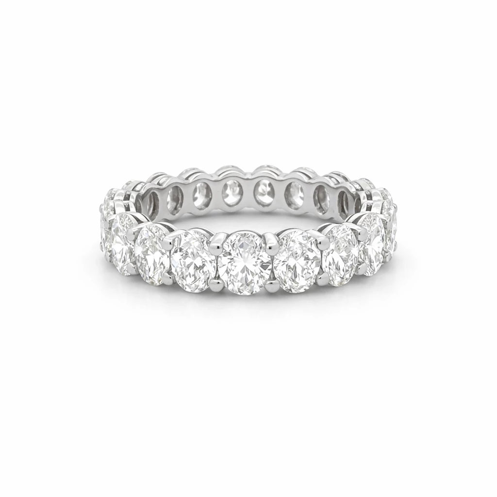 18KW 5.58cttw F VS 18 oval brilliant cut natural diamond Eternity Ring