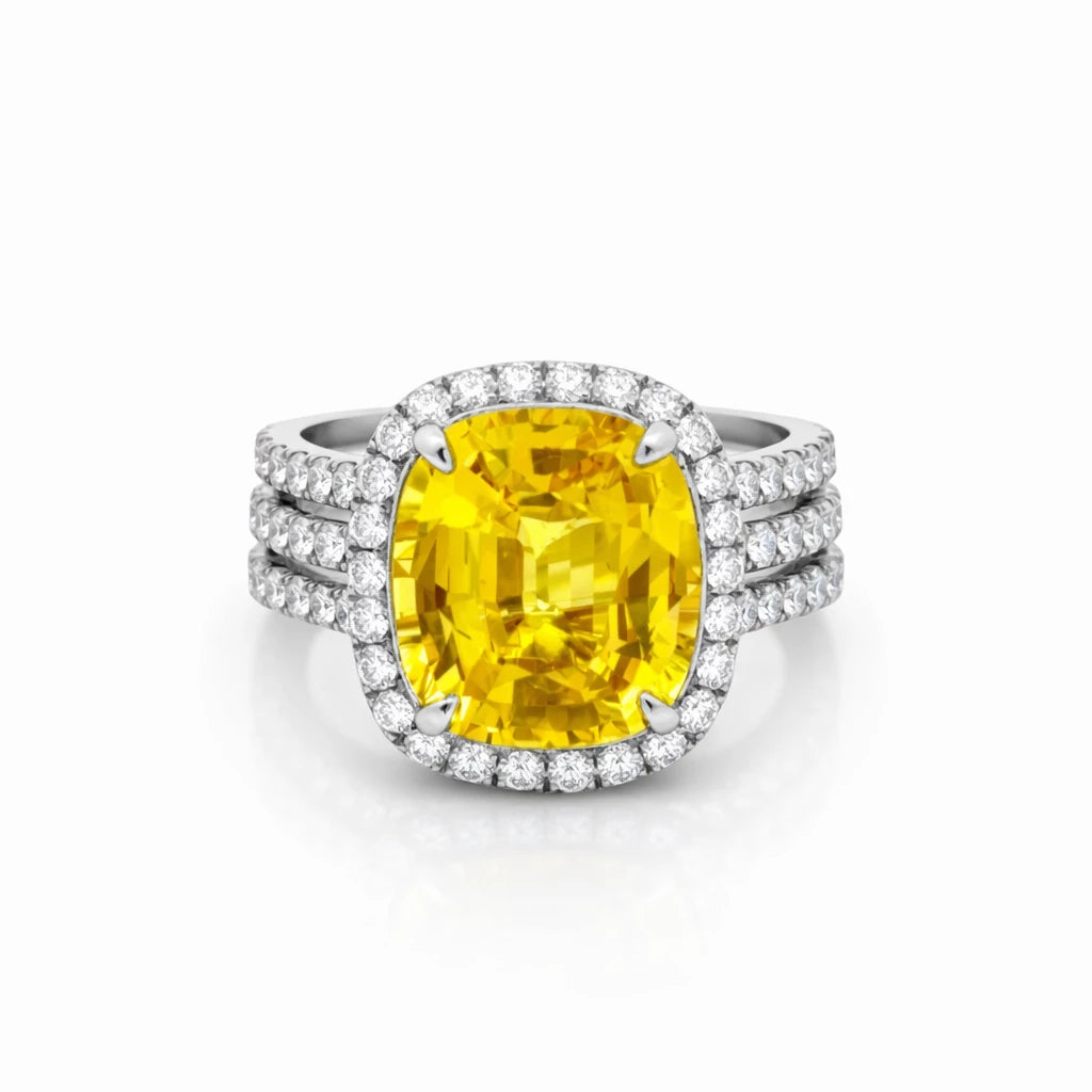 Platinum 10ct Yellow Sapphire 2.22cttw Diamond Ring