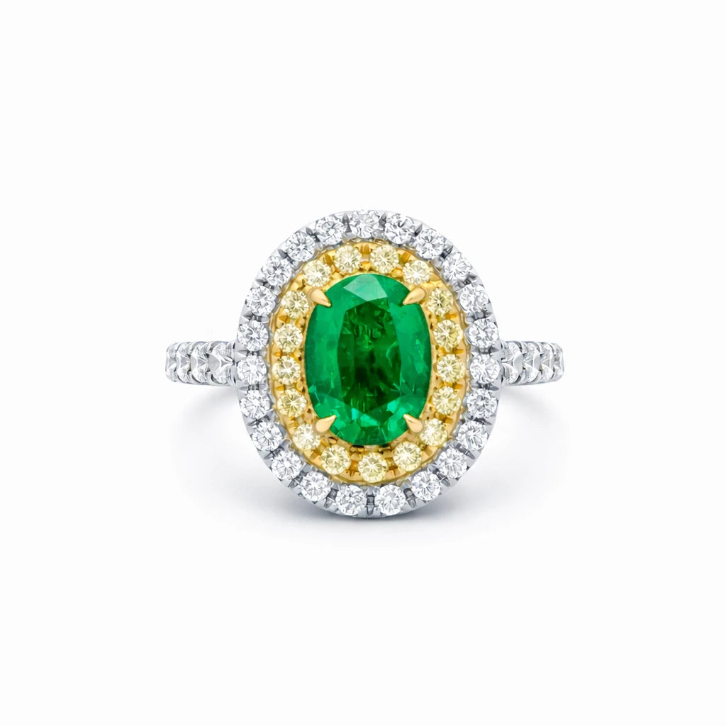 WY 18K RING 1.10RD .30YDRD w/2.19CT EM