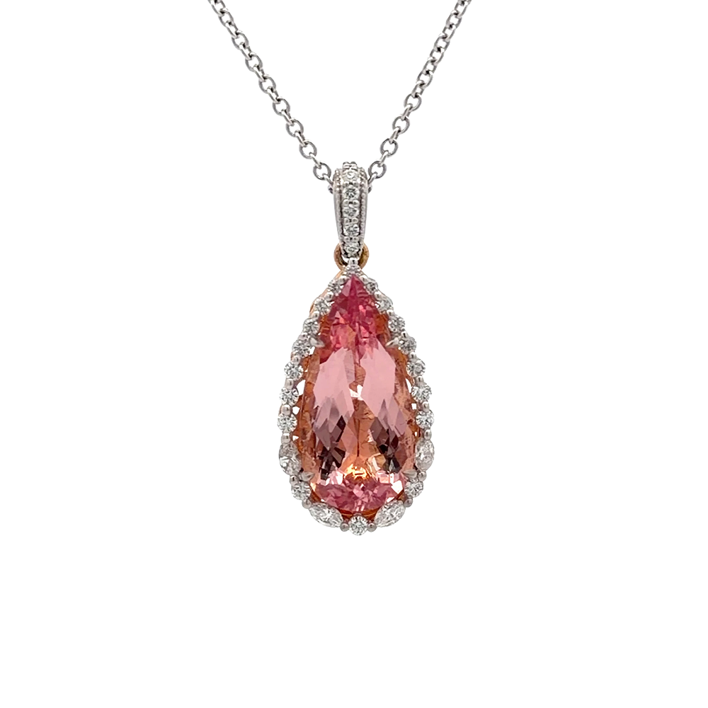 PLAT / 18K W 11CT MORGANITE 0.7CT NTRL DIA W/ 18KW NECKLACE