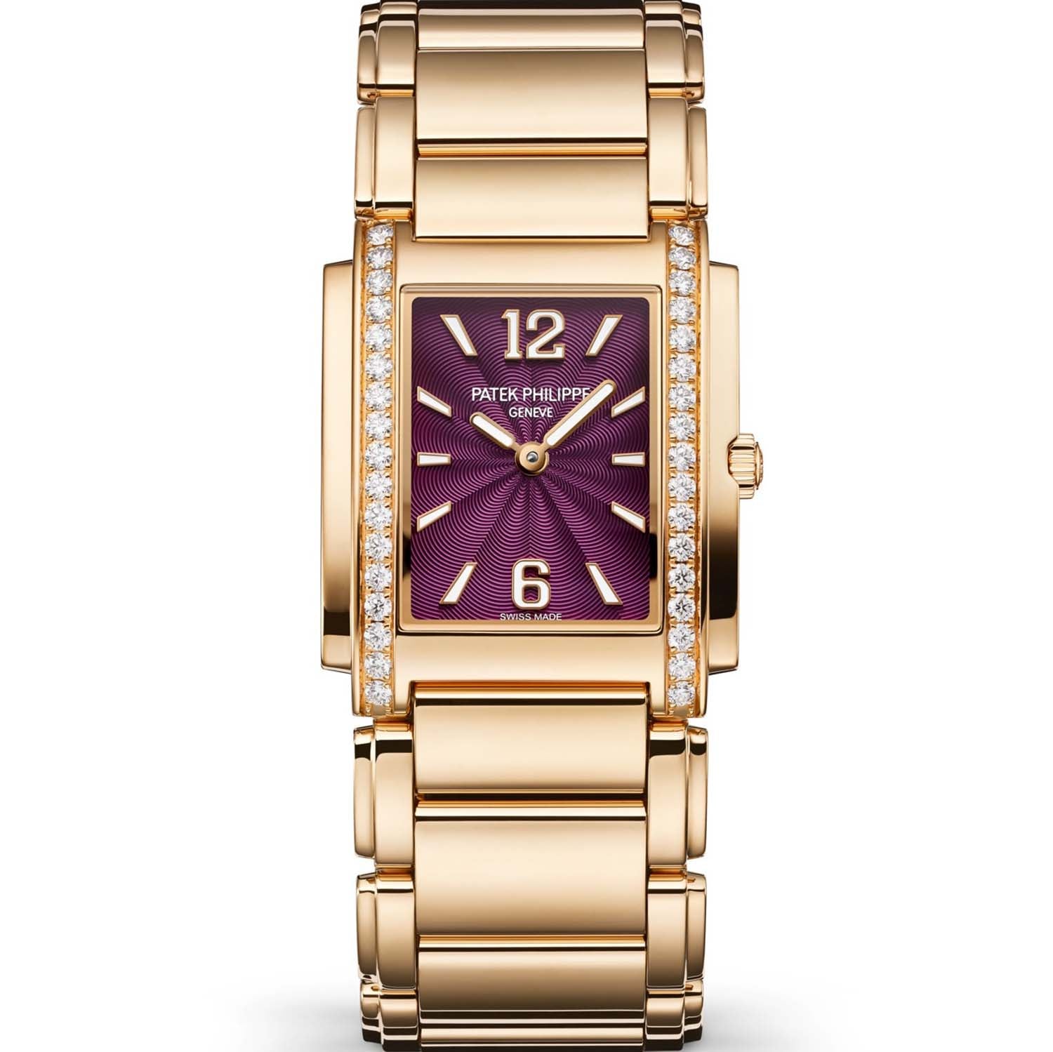 Patek Philippe Twenty~4 Ladies Quartz Rose Gold 4910/1201R-010 Purple Dial Diamond Bezel