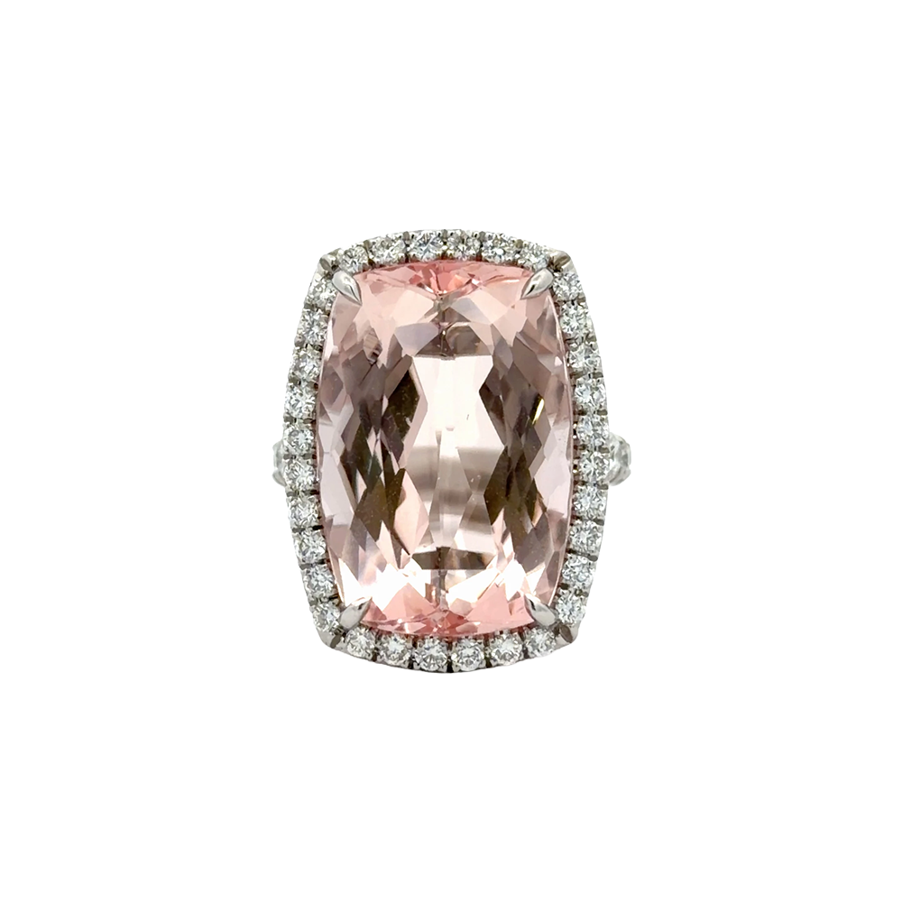 Platinum 14.15/1.6 Morganite Ring