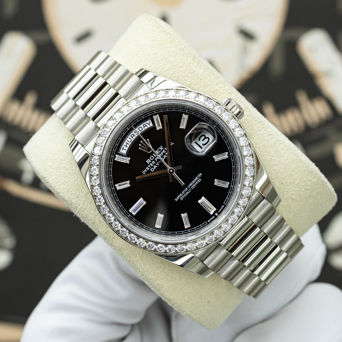Rolex Day-Date 228349RBR 40mm Onyx Baguette Dial