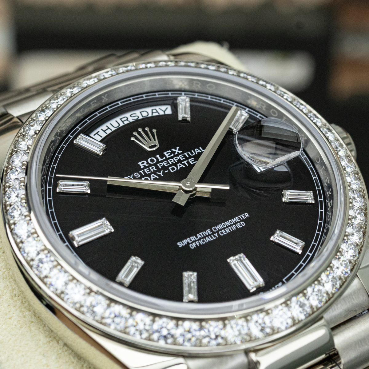Rolex Day-Date 228349RBR 40mm Onyx Baguette Dial