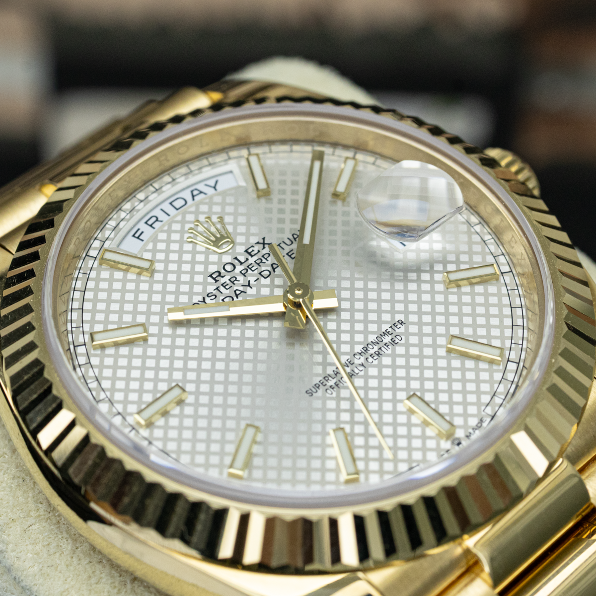 Rolex Day-Date 228238 40mm Silver Motif Dial Pre-Owned