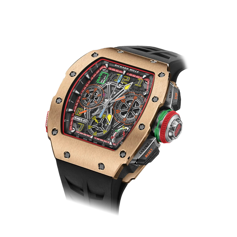 Richard Mille RM65-01 Automatic Winding Rose Gold Split Chronograph Open-Work Dial