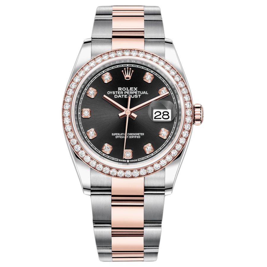 Rolex Datejust Black Diamond Dial Diamond Bezel 36mm 126281RBR