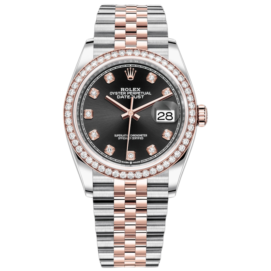 Rolex Datejust Black Diamond Dial Diamond Bezel 36mm 126281RBR