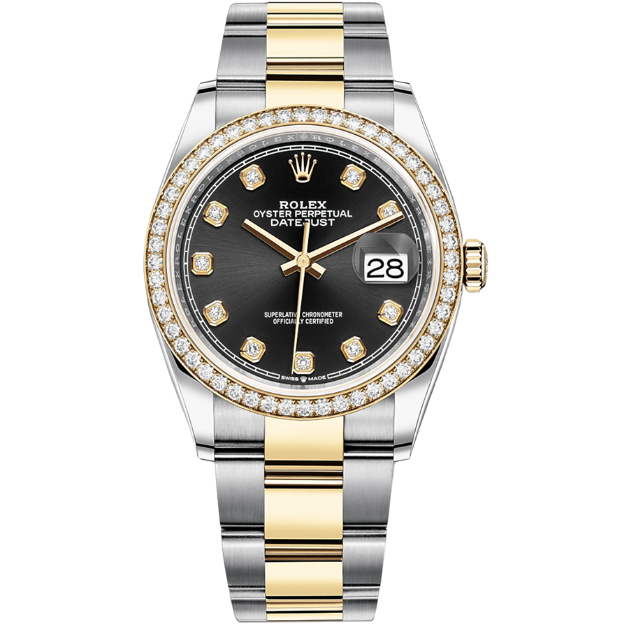 Rolex Datejust Black Diamond Dial Diamond Bezel 36mm 126283RBR