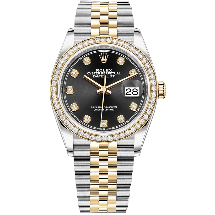 Rolex Datejust Black Diamond Dial Diamond Bezel 36mm 126283RBR