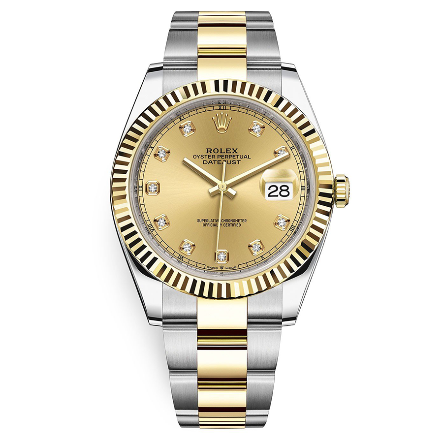 Rolex Datejust II Champagne Diamond Fluted Dial 41mm 126333