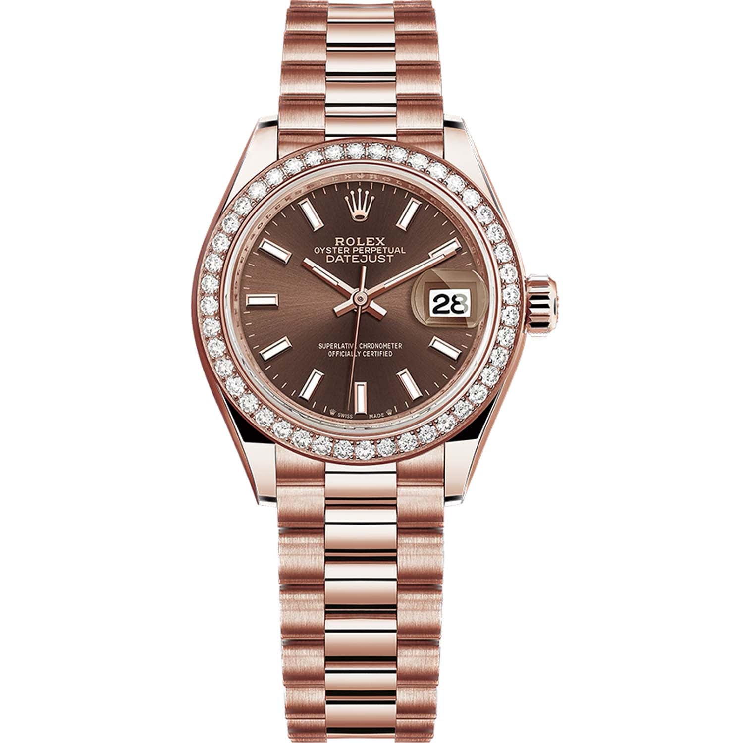 Rolex Lady-Datejust Chocolate Dial Diamond Bezel 28mm 279135RBR