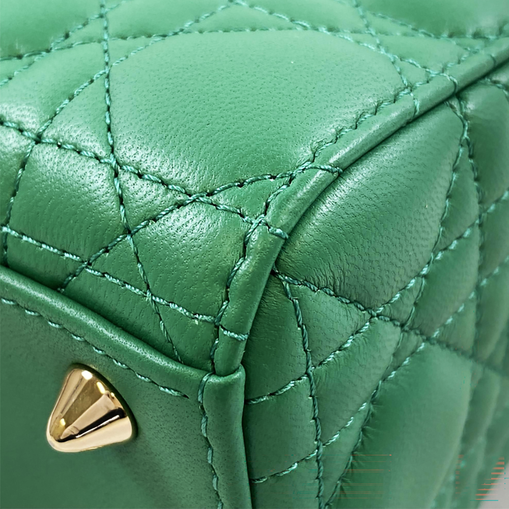 CHRISTIAN DIOR Lady Dior Green Cannage Lambskin Bag Pre-Owned