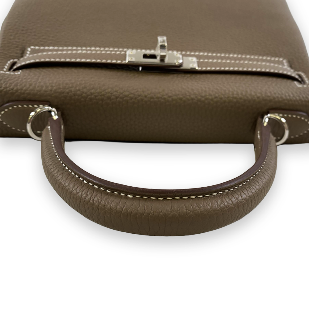 HERMÈS Kelly 25 Inner-Stitching Etoupe Togo Leather Bag Silver Hardware Pre-Owned