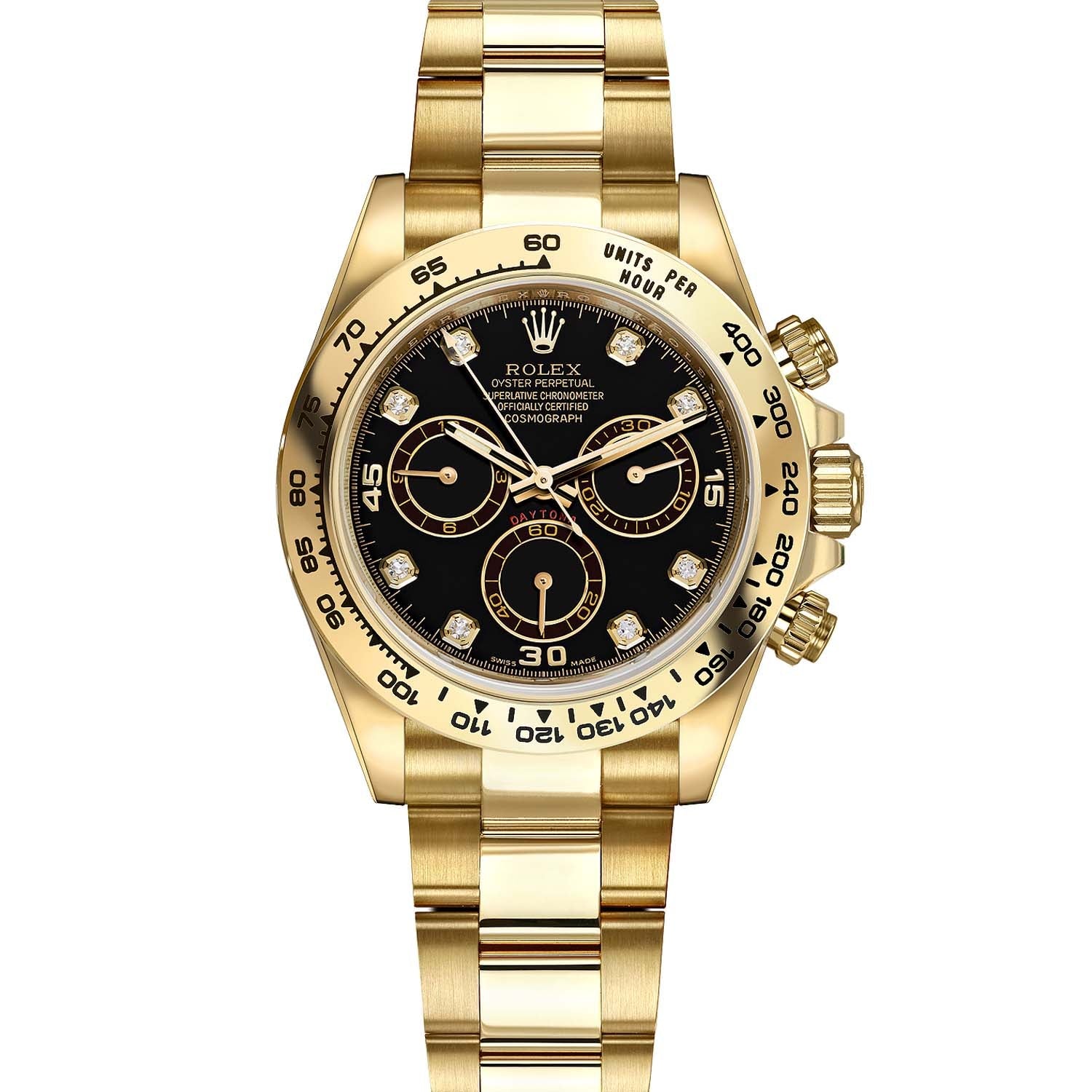 Rolex Daytona 40mm Yellow Gold 116508 Black Diamond Dial