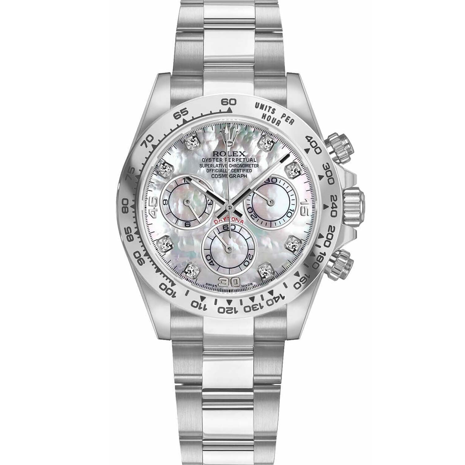 Rolex Daytona 40mm 116509 White Gold White Mother Of Pearl Diamond Dial