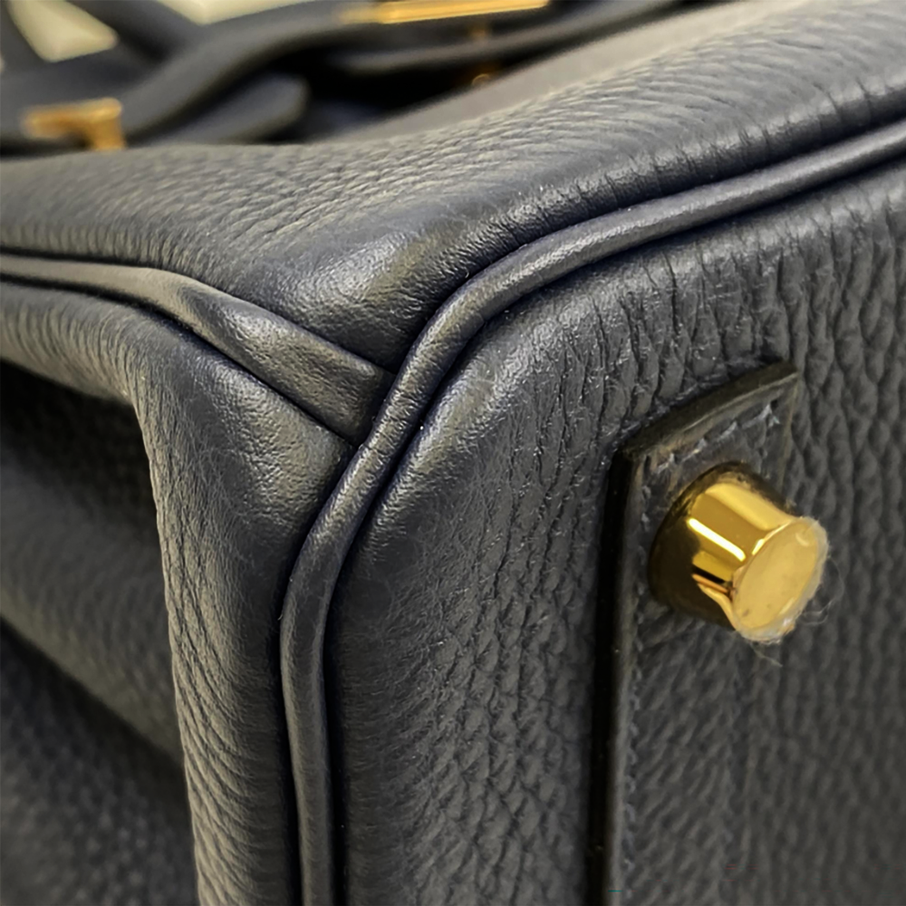 HERMÈS Birkin 28 Navy Blue Togo Leather Bag Gold Hardware Pre-Owned
