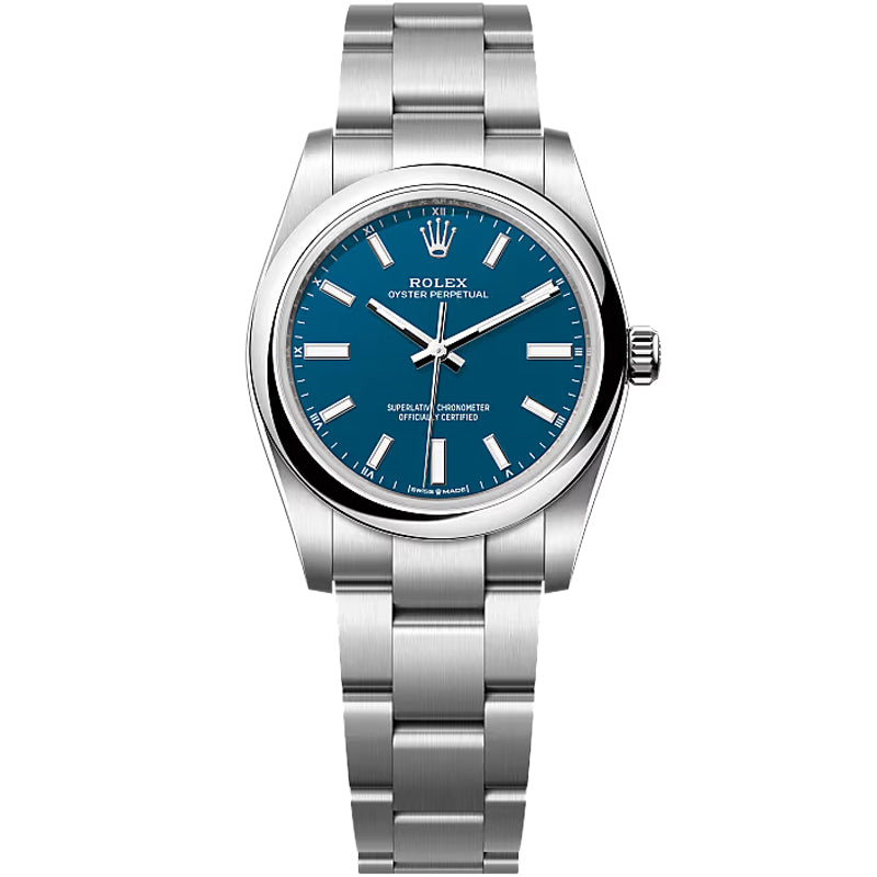 Rolex Oyster Perpetual 34mm 124200 Med Blue Dial