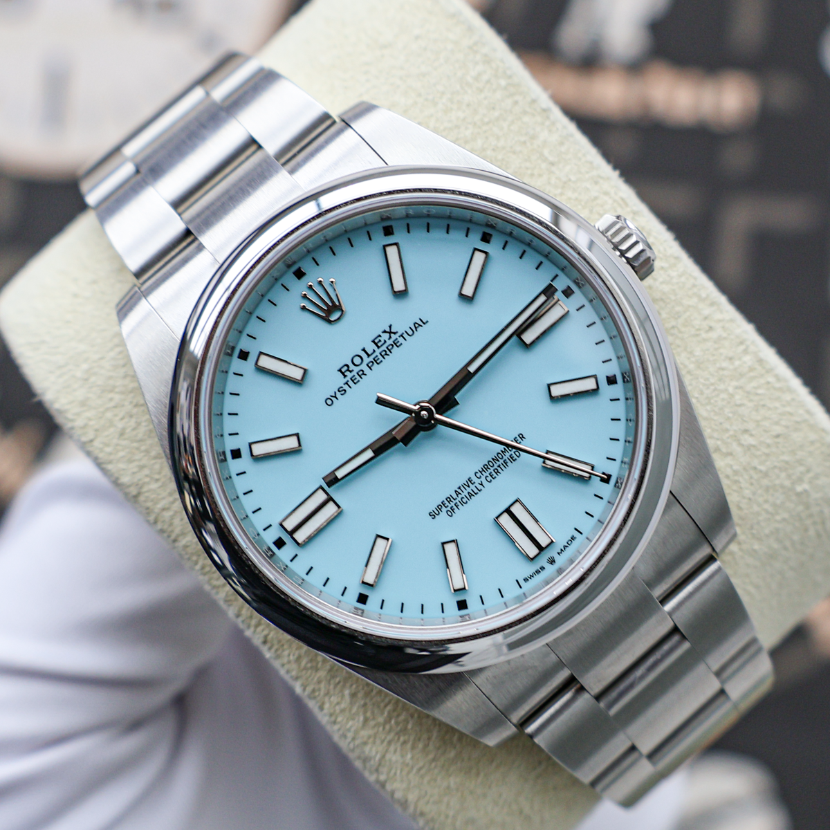 Rolex Oyster Perpetual 41mm 124300 Turquoise Blue Dial Pre-Owned