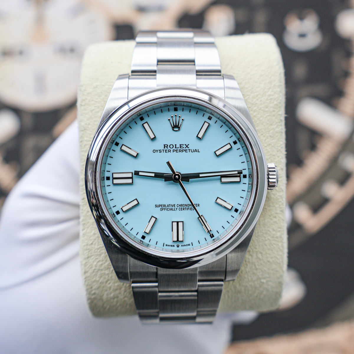 Rolex Oyster Perpetual 41mm 124300 Turquoise Blue Dial Pre-Owned