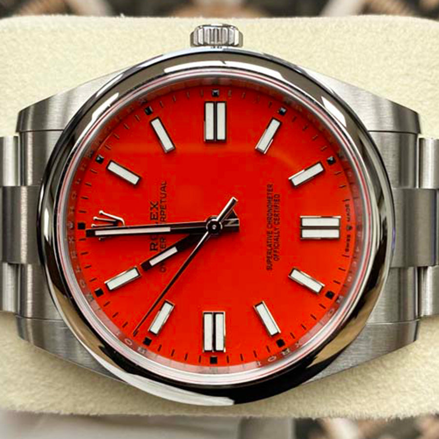 Rolex Oyster Perpetual "Coral" 41mm 124300 Red Dial Pre-Owned