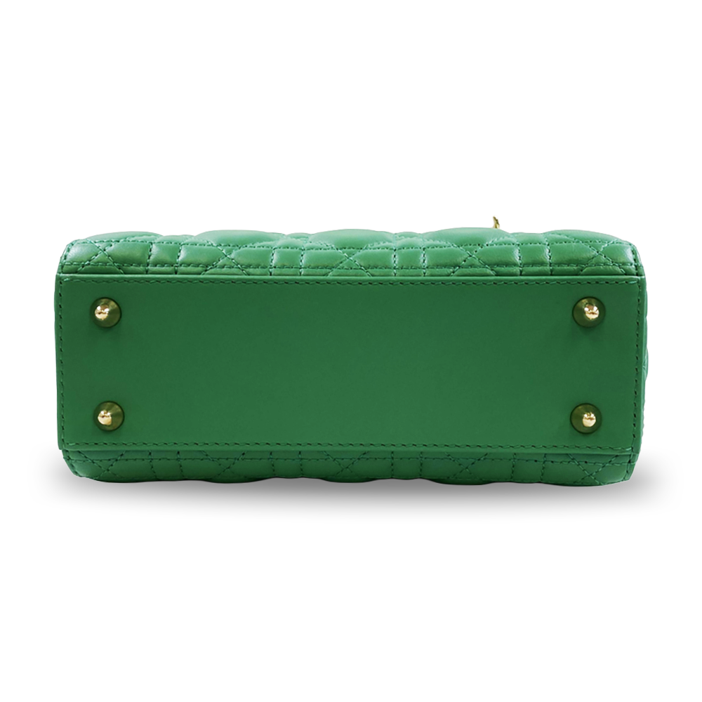 CHRISTIAN DIOR Lady Dior Green Cannage Lambskin Bag Pre-Owned