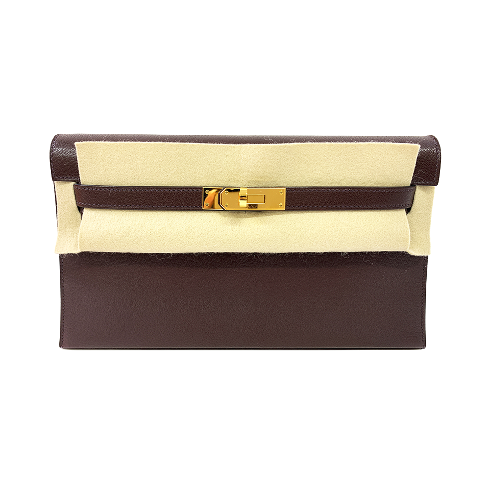 HERMES Kelly Cut 18cm Rouge Mysore Goatskin Leather Bag Gold Hardware Pre-Owned