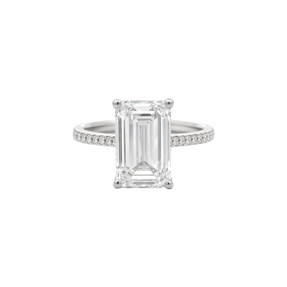 14K 5.08 Ct LGD E VS1 Em Cut 0.18 Ct LGD Ring