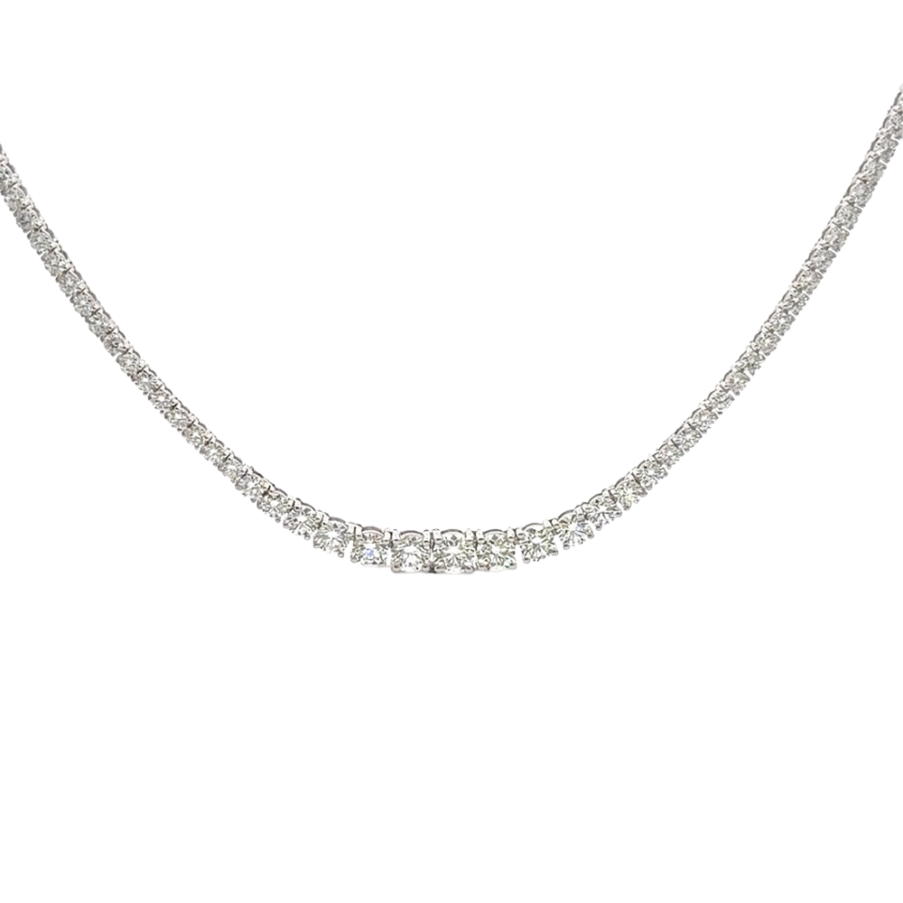 18k White Gold Brilliant-Cut Round Diamond Drop Necklace
