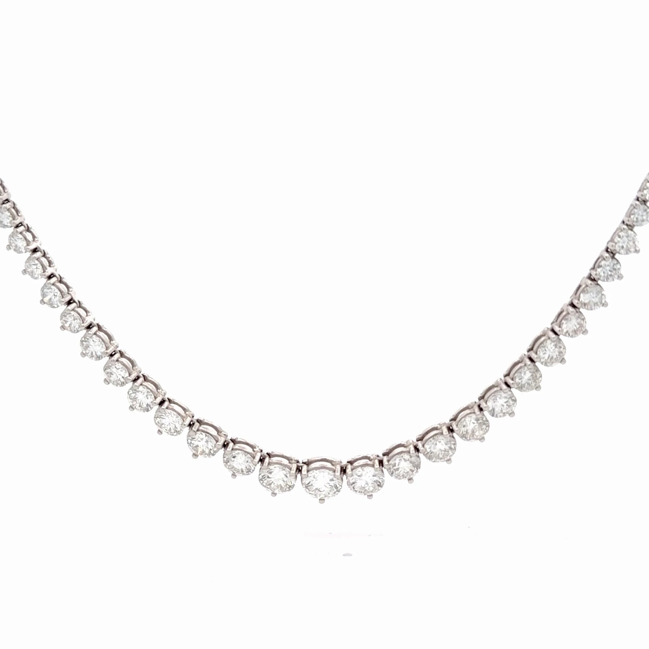 14K W 16.71CT LAB GROWN DIA GRADUATED NECKLACE 25.7G