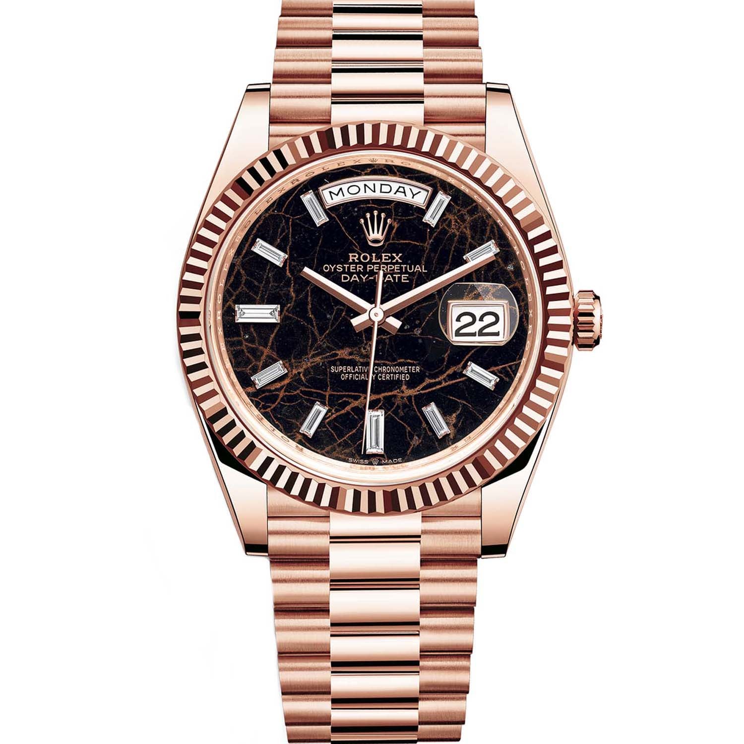 Rolex Day-Date 40 Rose Gold Eisenkiesel Diamond Dial 228235