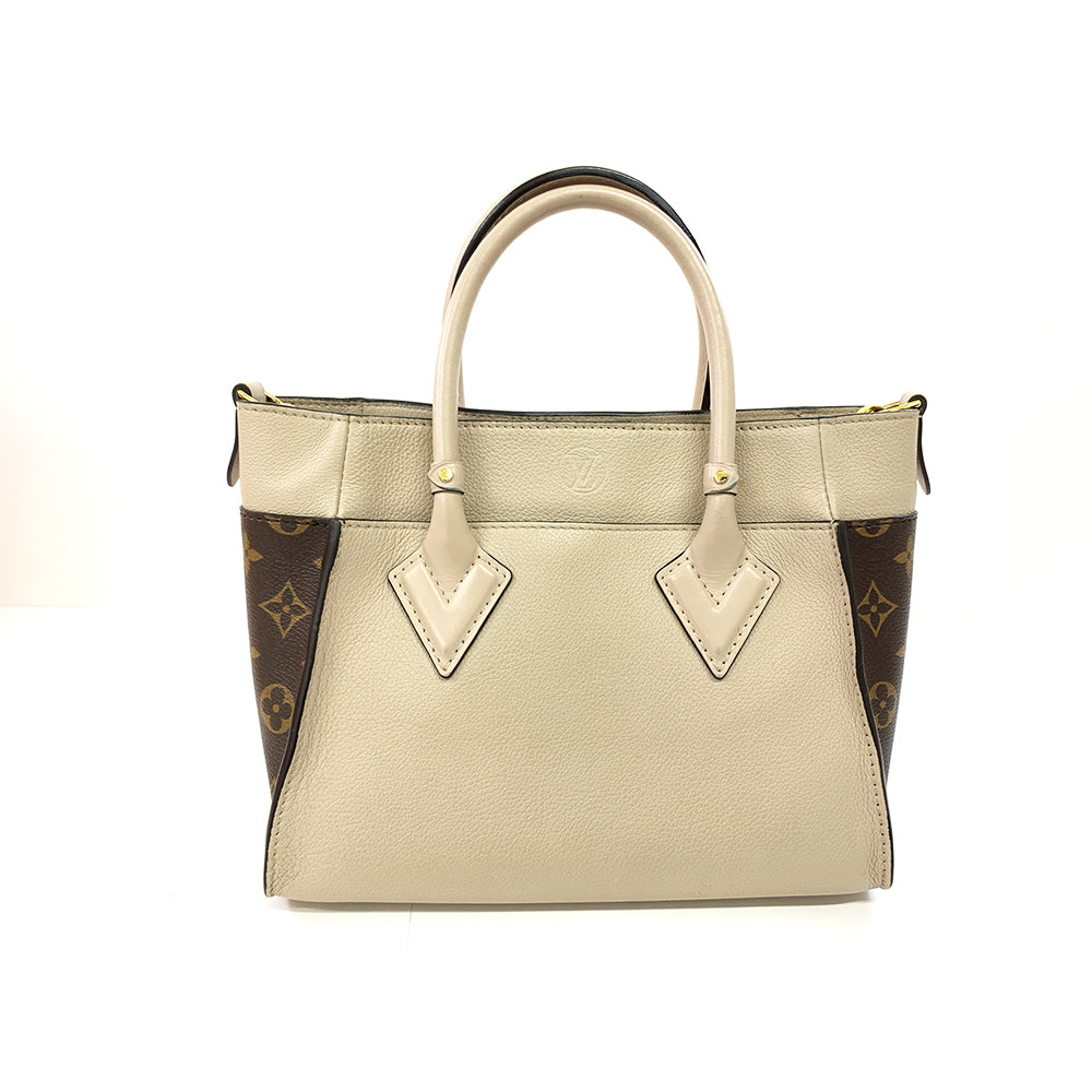 LOUIS VUITTON Tote Bag Greige Calf Leather Gold Hardware Pre-Owned