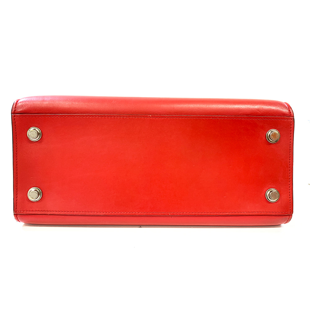 LOUIS VUITTON City Streamer MM Red Calf Leather Bag Silver Hardware Pre-Owned