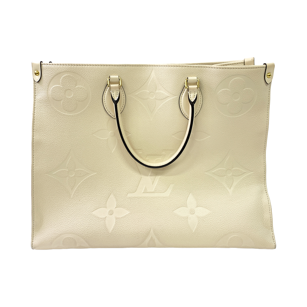 LOUIS VUITTON On The Go GM White Monogram Empreinte Leather Bag Pre-Owned