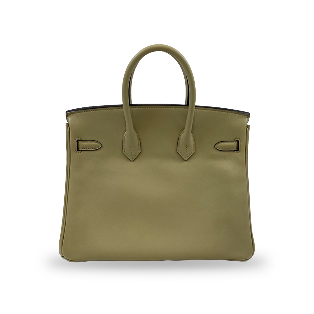 HERMÈS Birkin 25 Beige Swift Leather Bag Silver Hardware Pre-Owned