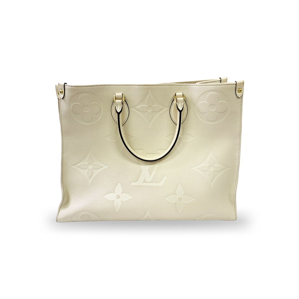 LOUIS VUITTON On The Go GM White Monogram Empreinte Leather Bag Pre-Owned