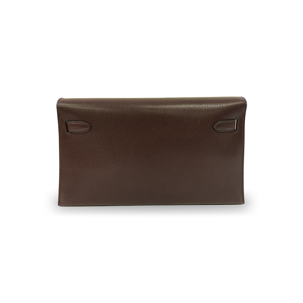HERMÈS Kelly Cut 18 Rouge Mysore Goatskin Leather Bag Gold Hardware Pre-Owned